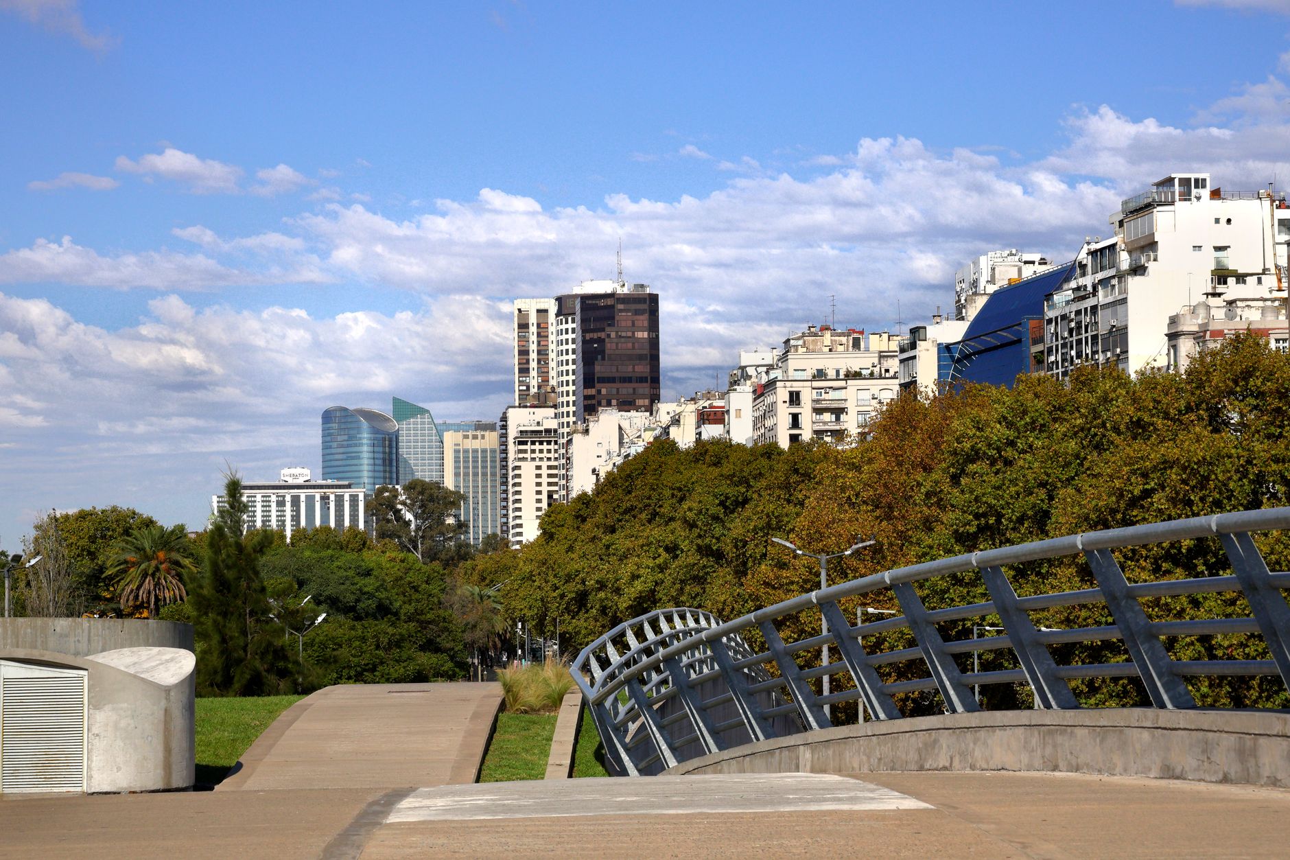 Sendero y copas de árboles en Buenos Aires